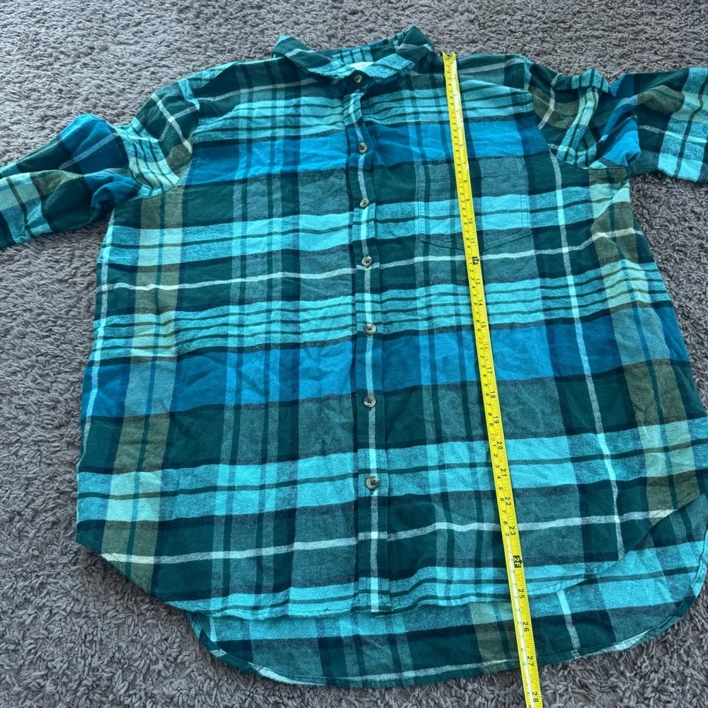 Sonoma Goods for Life Green Plaid Flannel Shirt Button Up 100% Cotton PL Petite - Picture 8 of 9